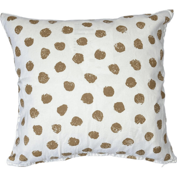 White Cushion with Gold Polka Dots Medium Cloth Cushion Decor Hire